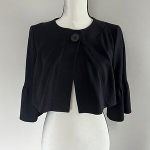 DONNA MORGAN Cropped Jacket with 3/4 Bell Sleeves Black
